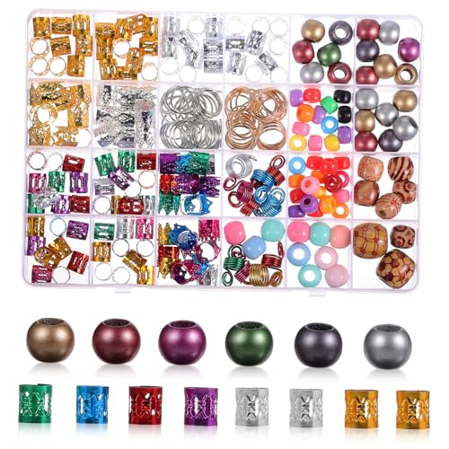 CIYODO 278 Teiliges Haarschmuck für Flechten und Dreadlocks Bunte Braid Rings und Haarperlen Vielseitige Haaraccessoires für Individuelle Styles bei Zöpfen und Afro Hairstyles von CIYODO