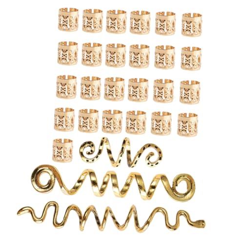 CIYODO 28 Stück Teiliges Haarschmuck Zöpfe und Dreadlocks Verstellbare Goldfarbene Metallringe Stilvolle Haarspiralen für Braids Einfache Anwendung für Partys und Hochzeiten von CIYODO