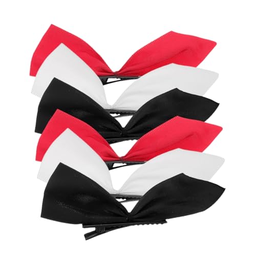 CIYODO 3 Paare Große Haarschleifen Satin Haarklammern Halbe Clips für Mädchen Frauen Teenager mit Sicherem und Glattem Material in Schwarz Rot Weiß von CIYODO