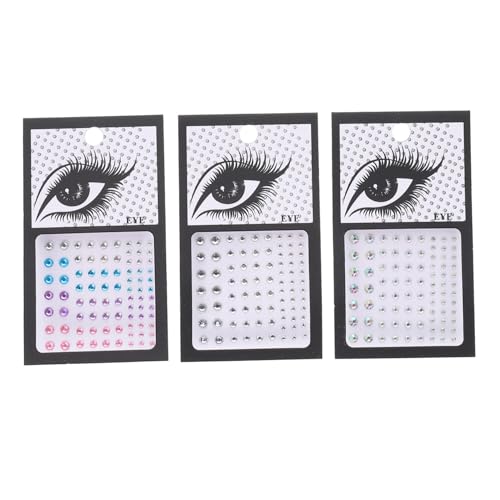 CIYODO 3 Sätze Selbstklebende Gesichtsjuwelen Augensteine Strass Aufkleber Weiß Ab Farbverlauf Glitzer Festival Makeup Schmuck für Frauen Party Dekor von CIYODO