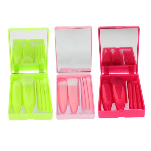 CIYODO 3 Sätze Teiliges Mini-make-up-pinsel-set mit Spiegel Kompakt Tragbar Weiche Borsten für Foundation Concealer Puder Lidschatten Blush Damen Make-up-tools in Magenta Neon Grün CIYODO 3 Sätze Teiliges Mini-make-up-pinsel-set mit Spiegel Kompakt Tragbar Weiche Borsten für Foundation Concealer Puder Lidschatten Blush Damen Make-up-tools in Magenta Neon Grün von CIYODO