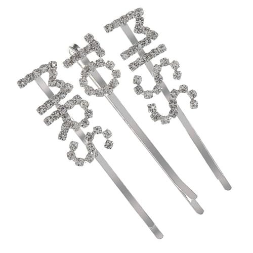 CIYODO 3 Stück Elegante Strass Haarklammern mit Buchstaben design Feiner Haarschmuck für Braut und Mädchen Modische Haarklammern für Hochzeit und Festliche Anlässe von CIYODO