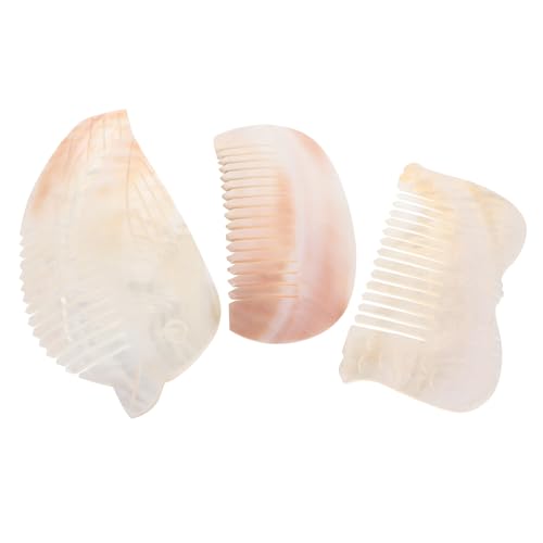 CIYODO 3 Stück Natürliche Muschel Kämme Breitzinkig Handlich für Frauen Mädchen Entwirrt Nasses oder Trockenes Dickes Lockiges Haar Dekoratives und Leicht Platzierbar für Zuhause von CIYODO
