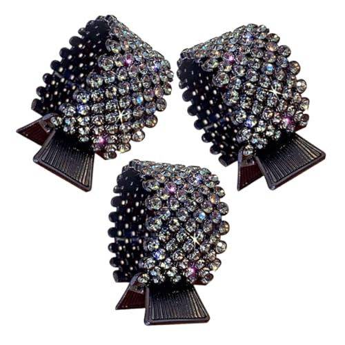 CIYODO 3 Stück Teiliges Bling Haarklammern aus Metall mit Strass Rutschfeste Haarklammern für Hohen Pferdeschwanz Kleine Funkelnde Haarspangen für Damen und Mädchen Schonend und Elegant von CIYODO