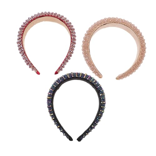 CIYODO 3 Stück Teiliges Haarschmuck Haarreifen mit Strasssteinen und Perlen Leichtes Formstabiles Mädchen Haarband Eleganter Kopfschmuck für Partys und Besondere Anlässe von CIYODO