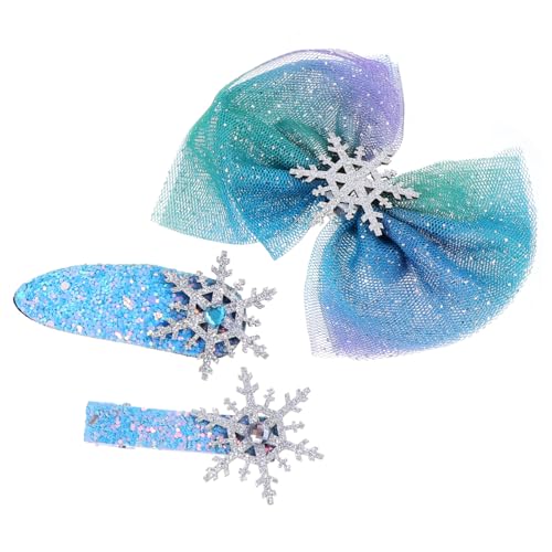 CIYODO 3 Stück Teiliges Schneeflocken Haarspangen mit Schleifenmotiv Blaue Weihnachts Haarschmuck Accessoires Langlebige Haarklammern für Damen und Mädchen Festlicher Look für von CIYODO