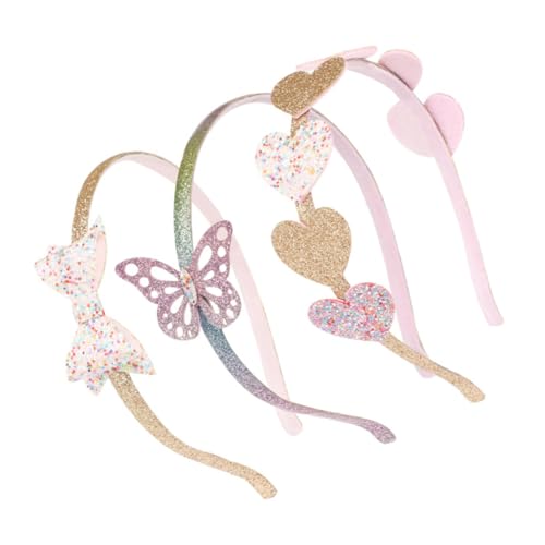 CIYODO 3 Stück Teiliges Stirnband mit Pailletten Herz und Schmetterlingsdesign Glitzernde Leichte Haarreifen mit Schleife Modischer Haarschmuck für Mädchen Party und Alltag von CIYODO