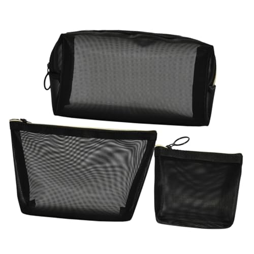 CIYODO 3 Stück Teiliges Transparente Mesh Kosmetiktaschen Leichtes Reise Make Up Organizer Langlebig für Hautpflege Mädchen Kleine Schminktasche für Handtasche von CIYODO