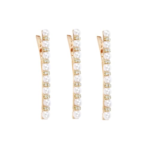 CIYODO 3 Stück Teiliges Vintage Perlen Haarspangen mit Strassverzierung Stilvolle Haarklammern für Frauen und Mädchen Kreative Kopfbedeckung Festhaltend für Verschiedene Haarstylings von CIYODO