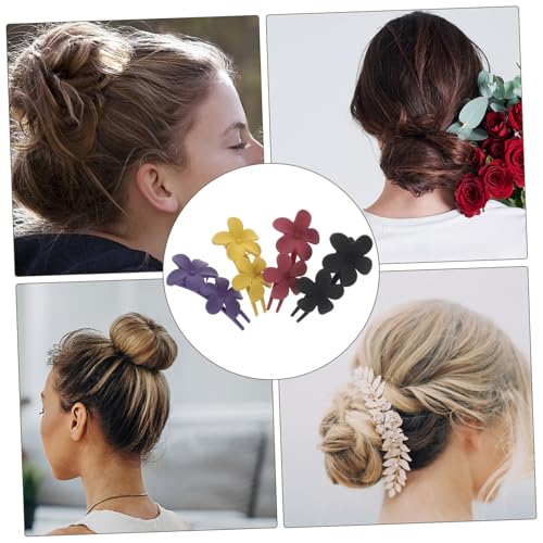 CIYODO 4 Stck Teiliges Große Dekorative Blumen haarspangen für Frauen Rutschfeste Haarklammern in Violett Schwarz und Senfgelb Vielseitige Haarklammern zum Stylen und Fixieren für von CIYODO