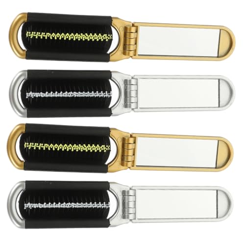 CIYODO 4 Stck. Teiliges Faltbare Mini Haarbürste mit Integriertem Spiegel Kompakt und Tragbar für Damen Leichtes Design Platzsparend für Reisen Tasche und Outdoor Einsatz Robust und von CIYODO