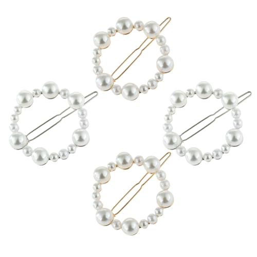 CIYODO 4 Stück Elegante Perlen haarspangen Unregelmäßige Runde Haarklammern in Gold und Silber Luxuriöser Haarschmuck für Frauen Geeignet für Hochzeit Party Alltag und Festliche Anlässe von CIYODO