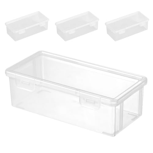 CIYODO 4 Stück Große Transparente Kunststoff aufbewahrungsbox mit Klappdeckel Stiftebox mit Schnappverschluss Hoher Kapazität für Kunstbedarf und Bürobedarf von CIYODO
