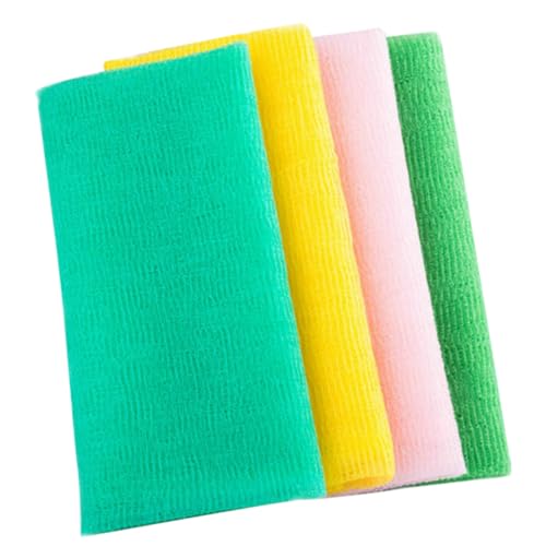 CIYODO 4 Stück Peeling Badetuch aus Hautfreundlichem Nylon Leichter Körper Scrubber für Sanfte Exfoliation Vielseitig Einsetzbar für Rücken Beine und Schultern Schnell Trocknend und von CIYODO