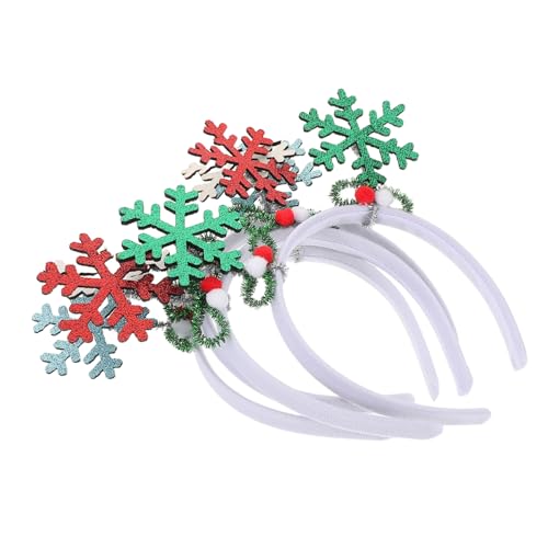 CIYODO 4 Stück Schneeflocken Haarreifen Glitzernd Leicht Flexibel Festliche Accessoires Damen Mädchen Weihnachtsfeier Winterparty Kostüm Zubehör von CIYODO