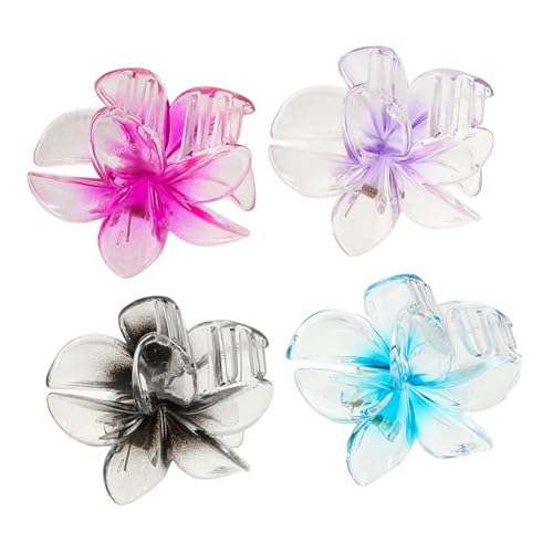 CIYODO 4 Stück Teiliges Bunte Blumen Haarklammern für Frauen Hawaiianische Plumeria Haarspangen mit Starker Fixierung Rutschfest für Dickes und Dünnes Haar Modisches Haaraccessoire von CIYODO
