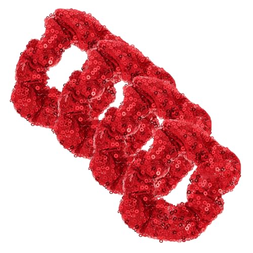 CIYODO 4 Stück Teiliges Elastische Weihnachts Haargummis mit Pailletten Schonend Dehnbar Festlich Rot für Partys Geburtstage und Festliche Anlässe Haarschmuck für Mädchen von CIYODO