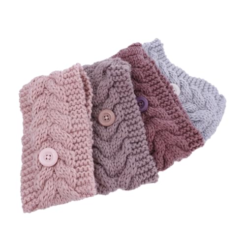 CIYODO 4 Stück Teiliges Elastisches Gestricktes Stirnband mit Knöpfen Ohrwärmer und Maskenhalterung Breites Leichtes Haarband für Frauen Bequemes Winter Accessoire für Sport und Alltag von CIYODO