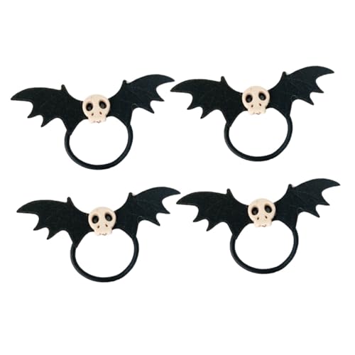 CIYODO 4 Stück Teiliges Haargummi mit Elastischen Langlebigen Haarbändern in Skelett und Fledermaus Design für Mädchen Komfortabel Flexibel für Halloween und Alltag von CIYODO
