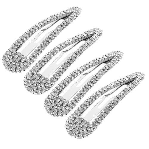 CIYODO 4 Stück Teiliges Haarspangen mit Funkelnden Strasssteinen Silberne Haarklammern zum Sicheren Fixieren von Stirnfransen und Feinem Haar Modische Haaraccessoires für Damen und von CIYODO