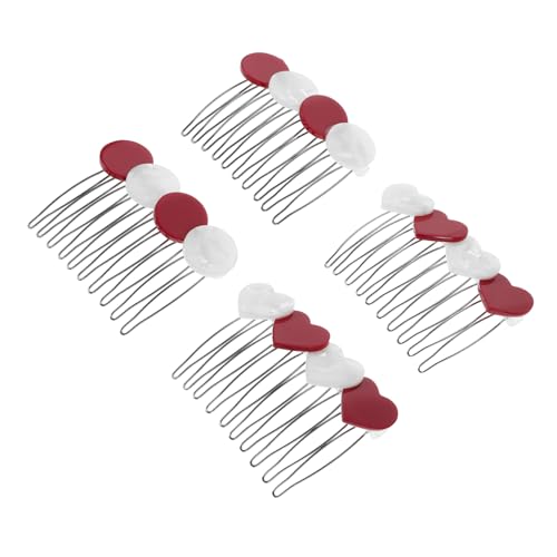 CIYODO 4 Stück Teiliges Herzförmige Haarklammern in Rot-weiß Mini Haarspangen aus Acetat Fester Griff für Mädchen und Teens Vielseitige Stylingclips für Alltag und Party von CIYODO
