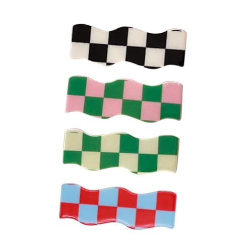 CIYODO 4 Stück Teiliges Kariertes Wellen haarclip Damen Modischer Haarschmuck aus Resin Einfache Befestigung Geeignet für Alltag Party und Festliche Anlässe Zufällige Zufällige Farbe von CIYODO