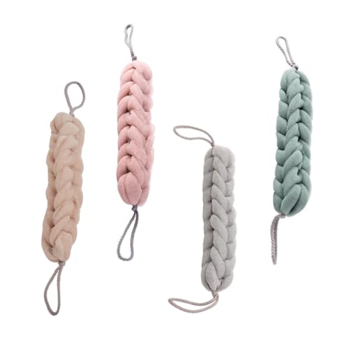 CIYODO 4 Stück Teiliges Langes Peeling badetuch mit Aufhängeschlaufe Effektiver Rückenschrubber für Massage Sanfte Körperreinigung Fördert Durchblutung Schnelles Schäumen Zufällige Farbe von CIYODO