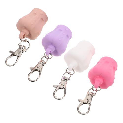 CIYODO 4 Stück Teiliges Lippenbalsam Ersatzkappen Schlüsselanhänger mit Metallclip Langlebiger Silikon Lippenpflegeschutz Tragbar für Tasche Geldbörse und Schlüssel Vielseitig und Modisch von CIYODO