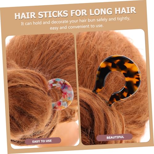 CIYODO 4 Stück Teiliges U förmiges Haarschmuck Acetat Rutschfeste Haarnadeln für Damen Vielseitige Haarforken in Kaffee Beige Schildpatt und Muster für Dutt und Hochsteckfrisuren von CIYODO