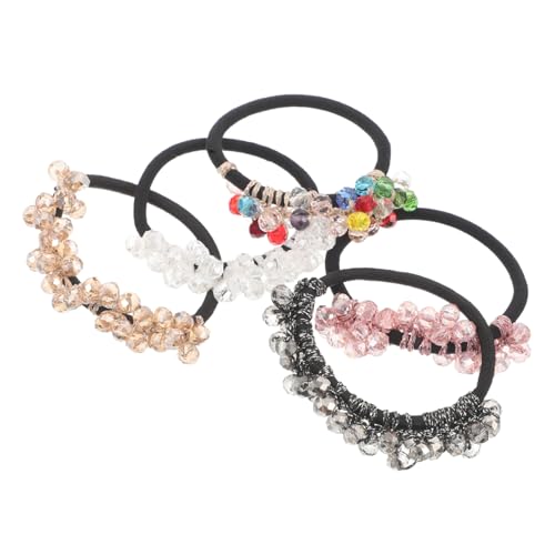 CIYODO 5 Stück Krawatten Manschetten Accessoires Stilvoll Boho Für Mädchen – Für Jeden Tag Multifunktional Für Partys Zum Binden Bunte Pferdeschwanzbänder Kristallperlen von CIYODO