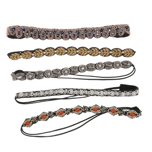 CIYODO 5 Stück Teiliges Elastisches Damen-haarband mit Funkelnden Strasssteinen und Perlen Dehnbar und Bequem Eleganter Haarschmuck für Hochzeit Party und Festliche Anlässe von CIYODO