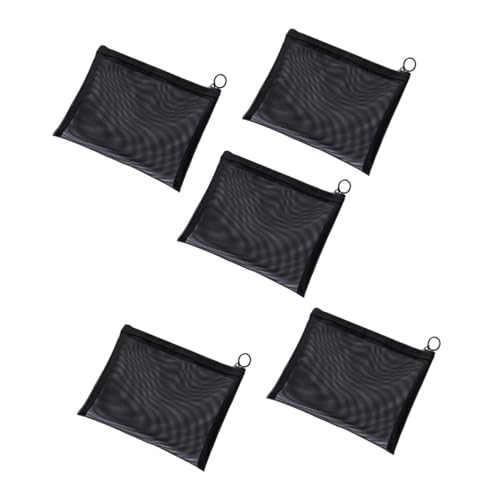 CIYODO 5 Stück Teiliges Mesh Kosmetiktaschen Reise Waschbeutel Kosmetik Organizer Schwarz Mittlere Praktischer Aufbewahrungsbeutel für Alltag und Outdoor Gebrauch von CIYODO