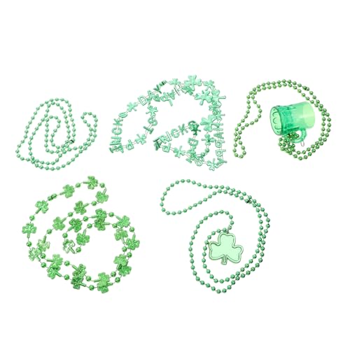 CIYODO 5 Stück Teiliges Shamrock für Patrick's Day Grüne Plastikperlenkette Dekoration für Kostümpartys und Feiertagsfeiern von CIYODO