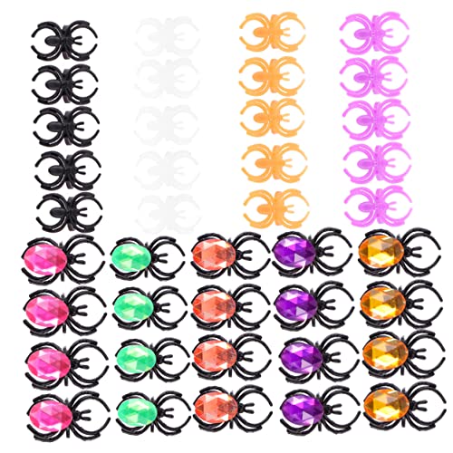 CIYODO 50 Stück Halloween Kunststoff Spinnenringe Partydeko Partyzubehör Kunststoffringe für Kostümfest Karneval und Themenparty von CIYODO