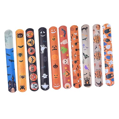 CIYODO 50 Stück Halloween Schnapparmband aus Hochwertigem Kinderfreundliches Party Mitgebsel für Kindergeburtstag Langlebig Flexibel Leicht Anlegbar Geeignet für Jungen und Mädchen von CIYODO
