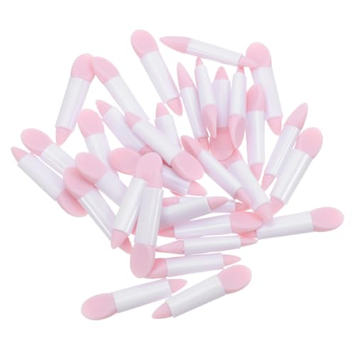 CIYODO 50 Stück Silikon Make Up Pinsel mit Doppelseitigen Applikatoren für Präzise Lippenmasken und Glitzer Lidschatten Leicht Tragbar für Tages und Abend Make Up in Rosa von CIYODO