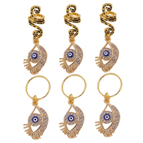 CIYODO 6 Stck. Teiliges Metallischer Dreadlock Haarring Spirale mit Snake Design und Evil Eye Anhänger Dekorativer Haarschmuck für Zöpfe Braids Accessoires Passend für Frauen und von CIYODO