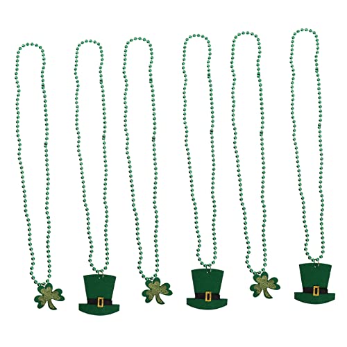 CIYODO 6 Stück Shamrock Halskette für Patrick's Day Glücksbringer Schmuck für Partys Geburtstagsfeiern und Festliche Anlässe Leicht und Tragbar zur Dekoration von CIYODO