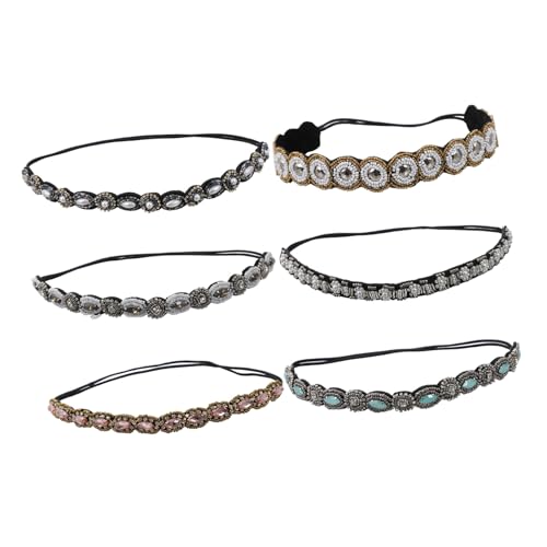 CIYODO 6 Stück Teiliges Elastisches Strass Haarband mit Bunten Kristallsteinen Rutschfest und Hautfreundlich Vielseitig für Dünnes Dickes Haar Eleganter Haarschmuck für Frauen zu Festen von CIYODO