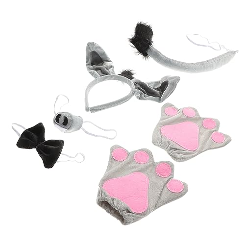 CIYODO 6 Stück Teiliges Esel Kostüm Donkey Headband mit Ohren Nase Fliege Handschuhe für Halloween Karneval Verkleidung Party Zubehör von CIYODO