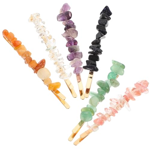 CIYODO 6 Stück Teiliges Haarnadeln mit Natürlichen Edelstein perlen Bunte Metall bobby Pins für Frauen und Mädchen Leichte Haarspangen für Flechtfrisuren und Langes Haar Modisches von CIYODO