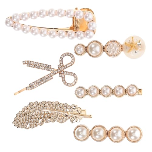 CIYODO 6 Stück Teiliges Haarschmuck Perlen Haarspangen mit Strasssteinen Leichte Metall Haarklammern Modische Styling Hilfen für Damen Vielseitig für Alltag und Besondere Anlässe von CIYODO