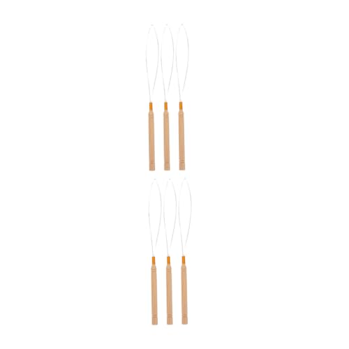 CIYODO 6 Stück Teiliges Haarverlängerungs loop häkelnadel Holzgriff Edelstahl Micro Loop Einfädler für Natürliche und Synthetische Haare Leichtes Haarwerkzeug für Friseure und DIY von CIYODO