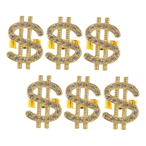 CIYODO 6stücke Maskeraden-dekoringe Aus Gefälschtem Geld Mit Strasssteinen Für Cosplay-partys Statement- Modeschmuck Für Partyaccessoires Gangsterring von CIYODO
