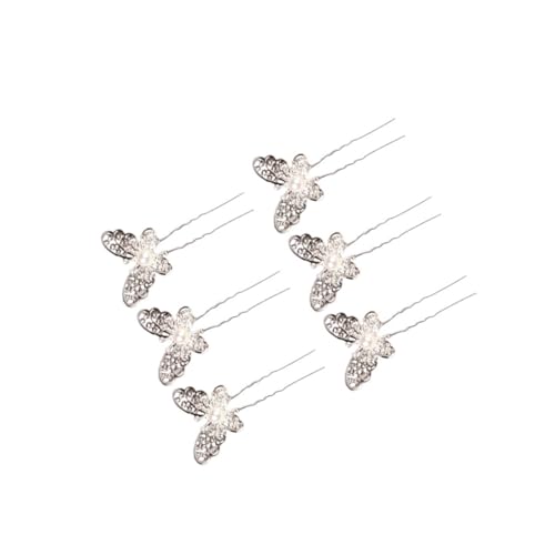 CIYODO 6 Stück Teiliges U Förmige Haarschmuck Damen Haarnadeln mit Strasssteinen Stilvolle Vintage Metall Haarspangen Silberne Haarschmuck Sticks für Hochzeit Party und Alltag von CIYODO