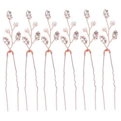 CIYODO 6 Stück U förmige Haarnadeln Braut Haarschmuck mit Perlen und Strass Hochzeit Haarklammern Leicht Elegant für Damen Mädchen Festliche Frisuren von CIYODO