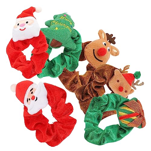 CIYODO 6 Stück Weihnachtskopfschmuck Haarkreis Weihnachtselastische Haarbänder Weihnachtshaargummi Haarband Weihnachten pelzige Haargummis Feiertagsgummis Urlaubshaarzubehör Frauen Stoff von CIYODO