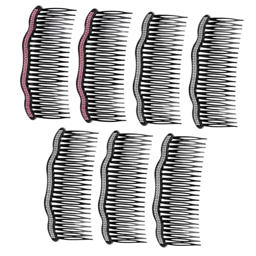 CIYODO 7 Stück Teiliges Haarsteckkämme mit Doppelter Strass reihe Leichter Kunststoff Haarkamm für Damen und Mädchen Eleganter Brautschmuck und Party haarschmuck Geeignet Zufällige Farbe von CIYODO