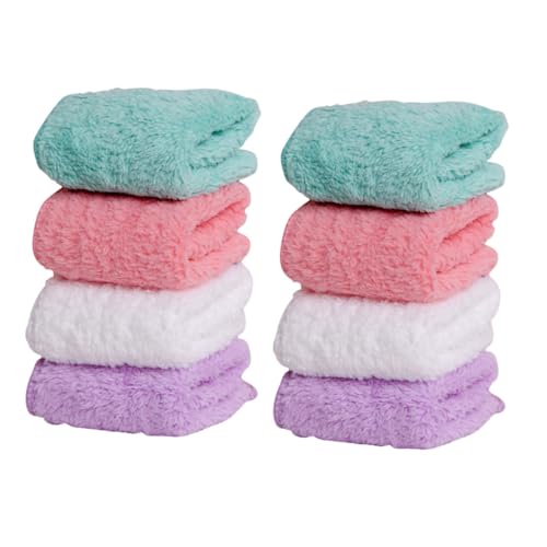 CIYODO 8 Stück Teiliges Gesichts handtücher aus Saugfähigem Korallenvlies Weich Hautfreundlich Strapazierfähig Farblich Sortiert Grün Weiß Flieder für Junge Mädchen und Kleinkinder von CIYODO