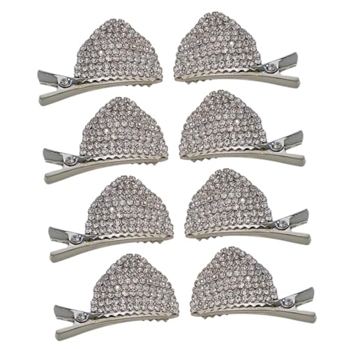 CIYODO 8 Stück Teiliges Katzenohren Haarschmuck mit Strasssteinen Glitzernde Halloween Haarspangen für Mädchen und Damen Langlebige Haarklammern Auffällige Party Accessoires für von CIYODO